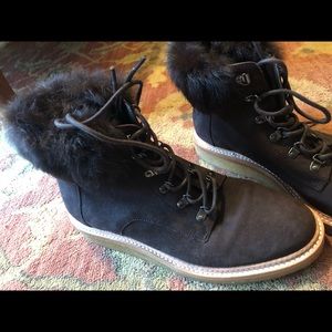 Botkier rabbit fur trim winter boots in mocha
